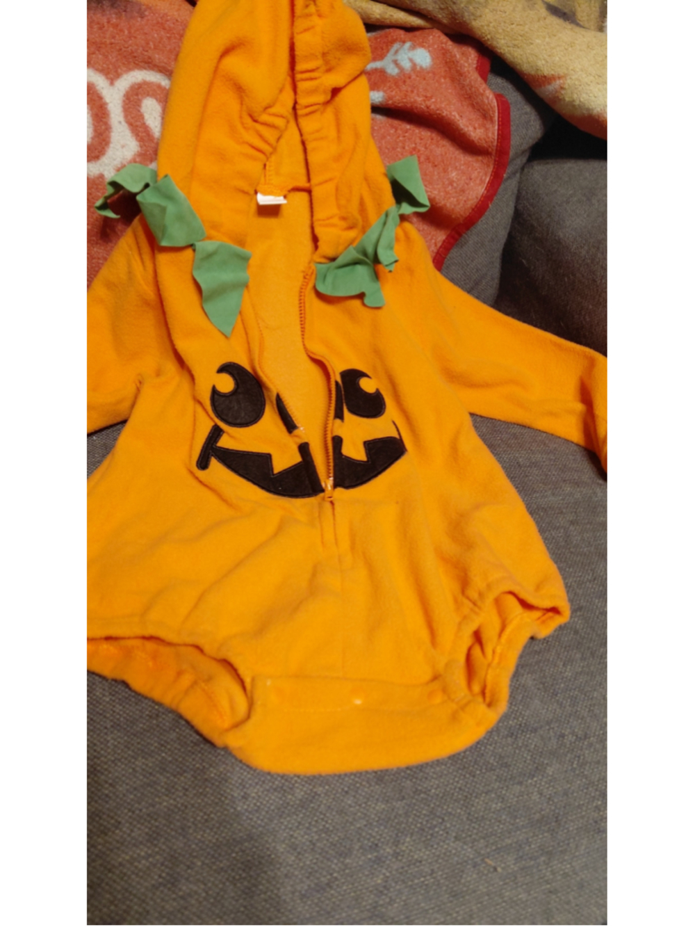 Baby Unbranded Halloween Pumpkin Costume One Size Orange Green - Picture 3 of 3